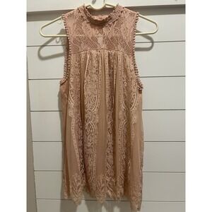 Skylar + Jade Top Womens M Romantic Lace  Raw Hem Soft Ethereal Boho Fairy